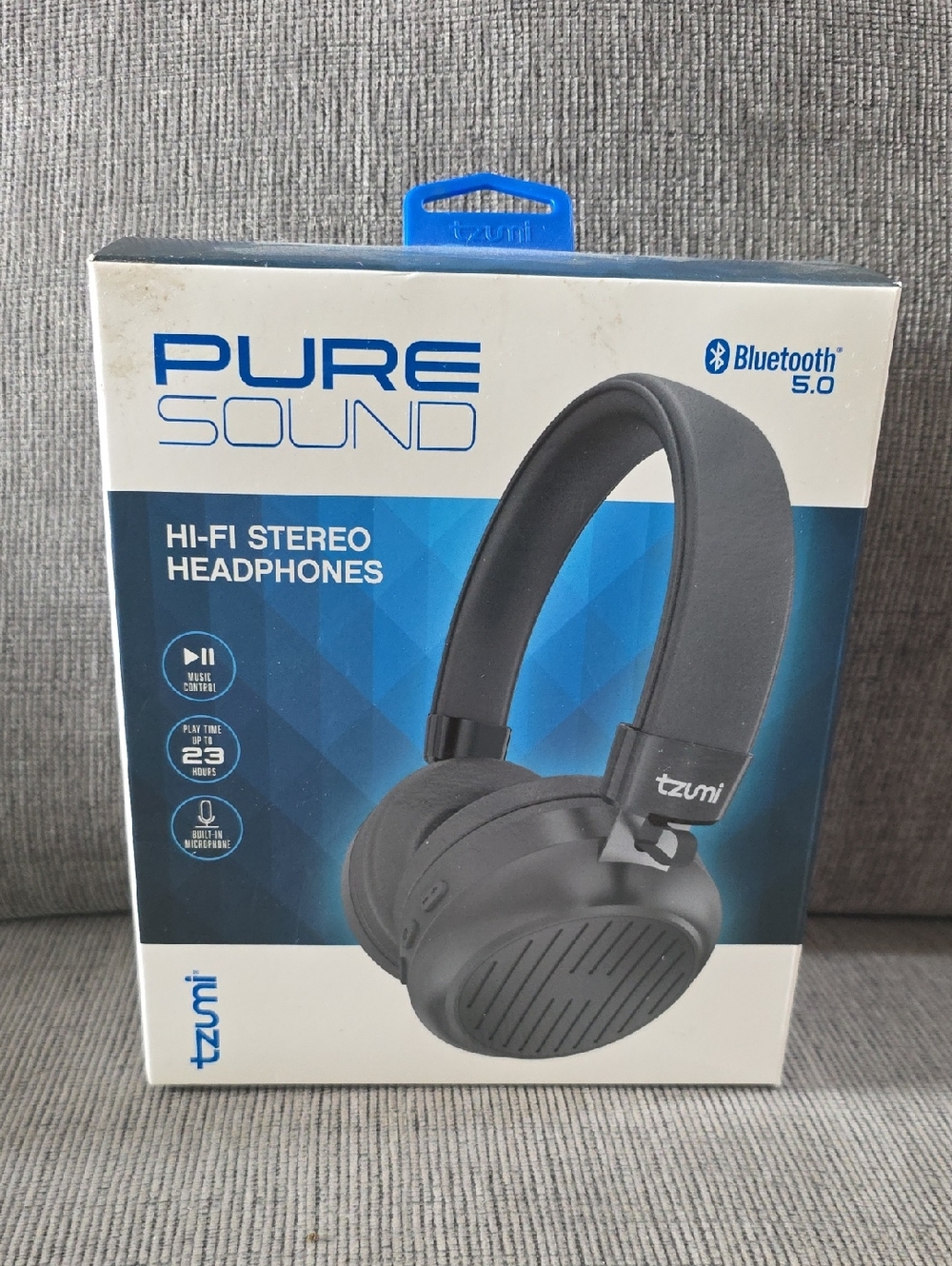 Tzumi Pure Sound Bluetooth 5.0 Hi‑Fi Stereo Headphones - Black, New In Box.